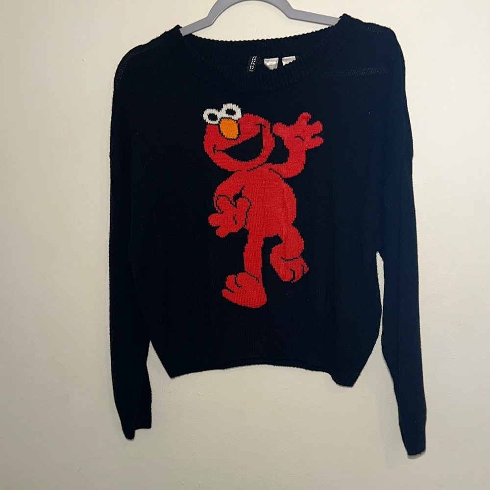 H&M Black Sweater with Red Playful Design